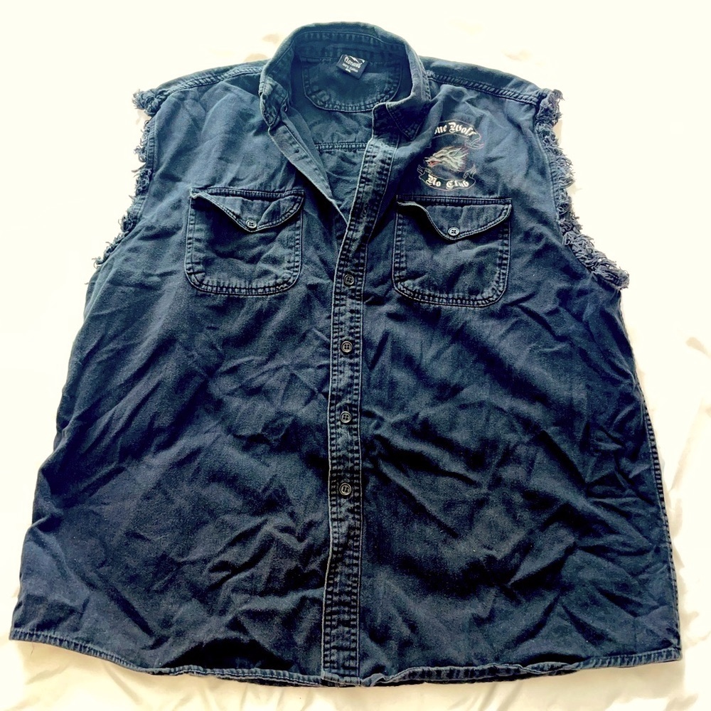 Vintage Lone Wolf “No Club” Denim sleeveless top